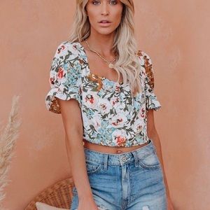 VICI Gorgeous Garden Floral Crop Top